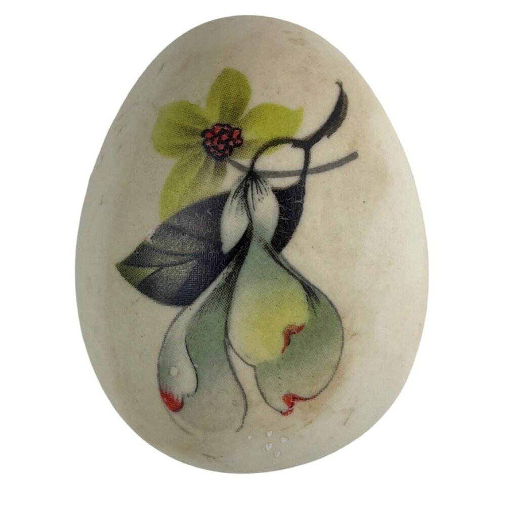 Vintage Decorative Egg Hand Painted Ceramic Floral Pattern Bisque Finish